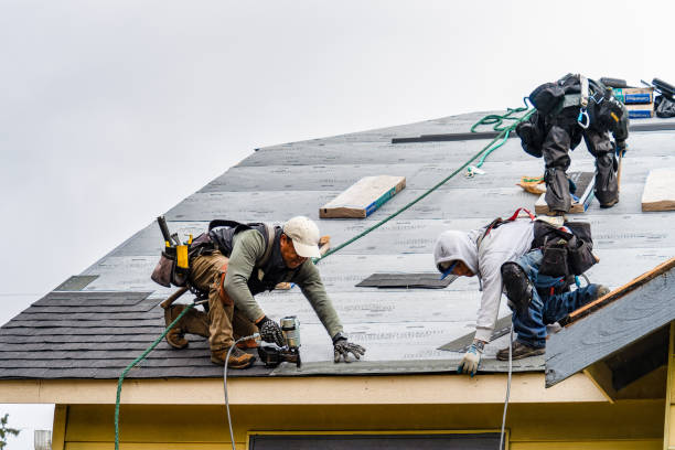 Professional Gutter Installation technician working in West Olive, MI